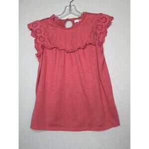 Lauren Conrad Dusty Pink Eyelet Flutter Sleeve Blouse Small